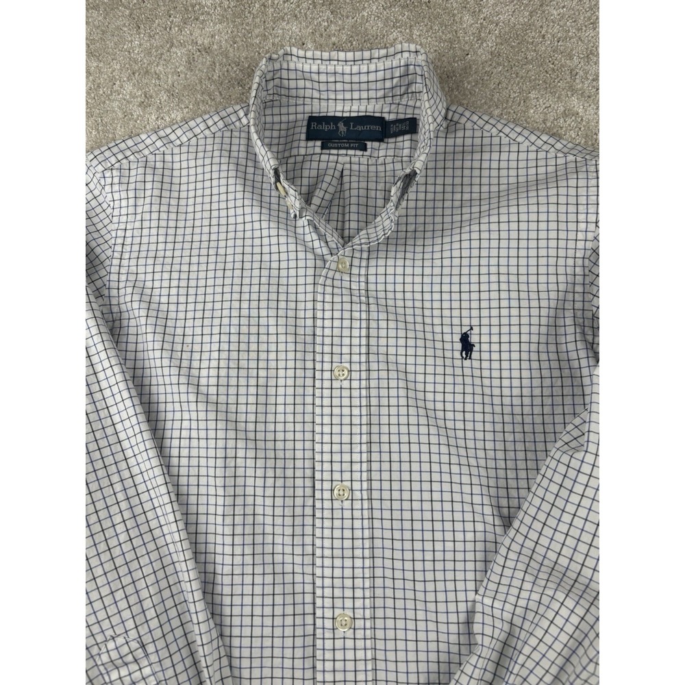 Ralph Lauren Custom Fit Button Up Grid Check Pattern Shirt Size 14 1/2 32/33